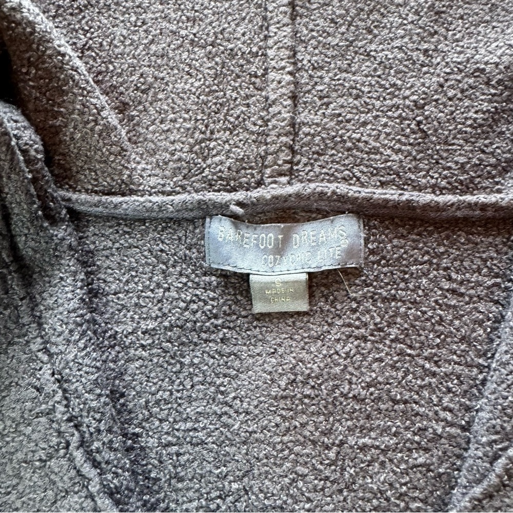 Barefoot Dreams Cozy Chic Lite Coastal Gray Hooded Open Front Small Cardigan - Picture 6 of 7